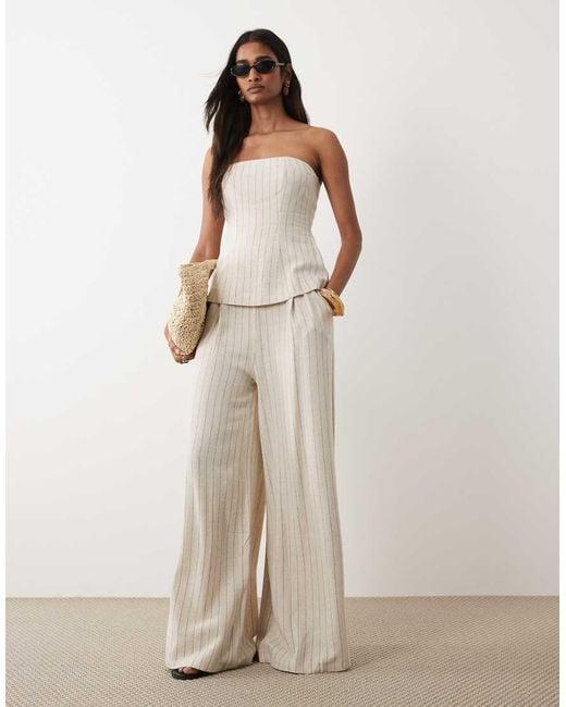 Miss Selfridge Natural Tailored Linen Look Palazzo Pants