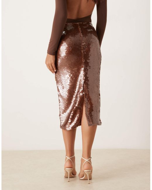 Mango Natural Sequin Midi Skirt