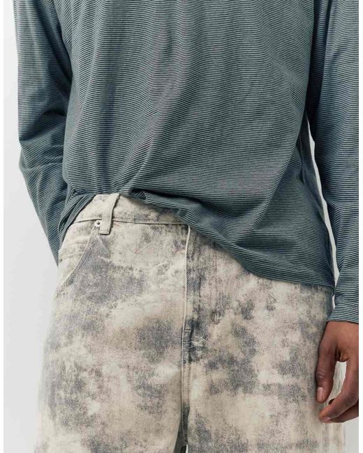 Pull&Bear Gray Printed Wide-leg Jeans for men