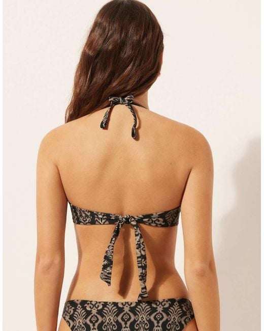 Calzedonia Black Padded Triangle Bikini Top Golden