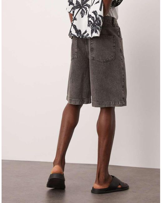 Jorts Taglio Lungo Slavato di ASOS in Natural da Uomo