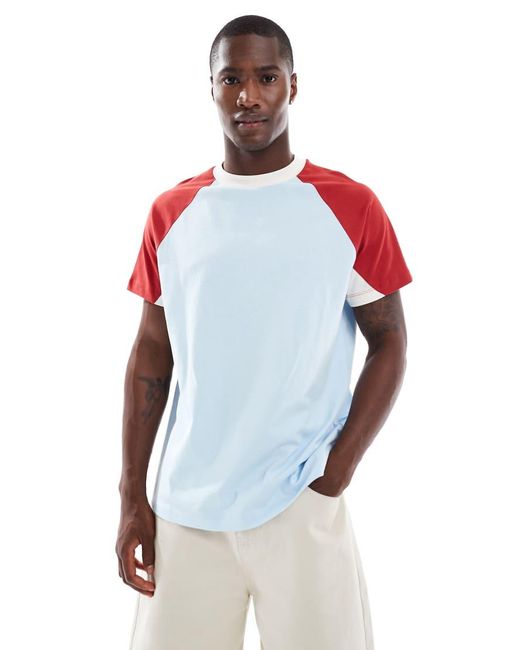 ASOS Ruimvallende Contrasterende Raglan in het Blue voor heren