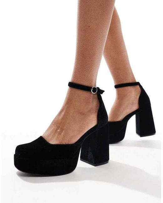 Pull&Bear Black Platform Heeled Shoe