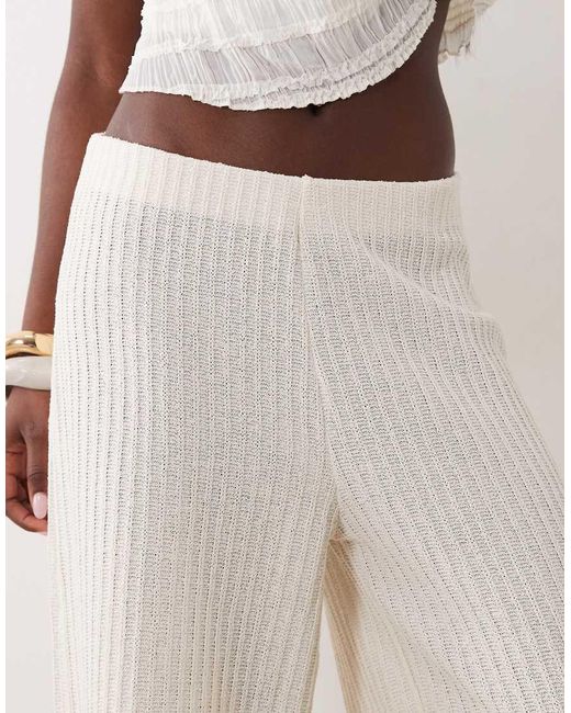 ASOS Natural Textured Knit Wide Leg Pants