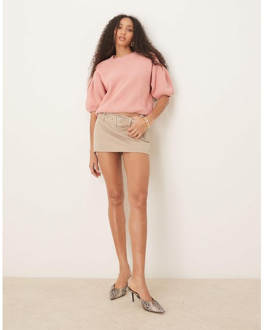 Abercrombie & Fitch Pink Belted Denim Mini Skort