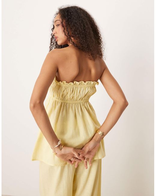 Exclusivité - - top bandeau froncé en aspect lin - beurre esmé studios en coloris Yellow