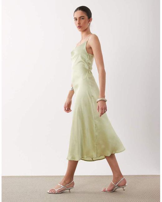 New Look Natural Satin Cowl Neck Midi Dress