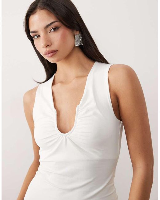 ASOS White Polyamide Scooped Neck Top