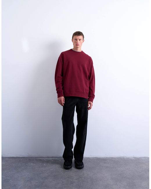 Topman – hochwertiges, leichtes oversize-sweatshirt in Red für Herren
