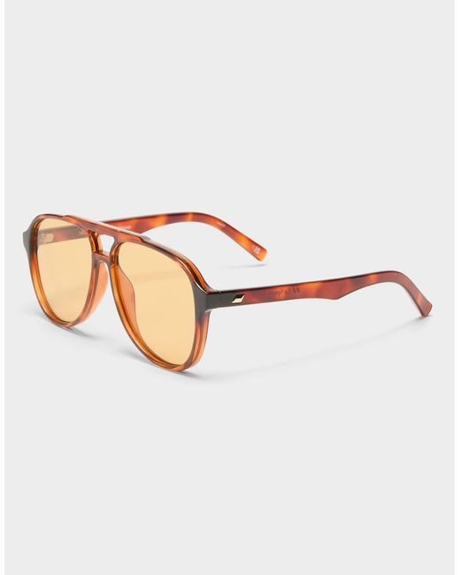 Le Specs Brown Tragic Magic Honey Tort Aviator Sunglasses With Yellow Lens