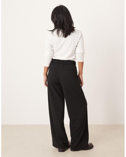 JDY Petite Black Tailored Wide Leg Trouser With Tie Detail