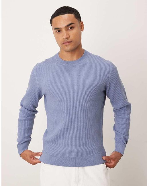 Jersey Con Cuello Redondo De Mezcla De Algodón De Mango de hombre de color Blue