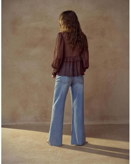Pull&Bear Brown Ruffled Blouse