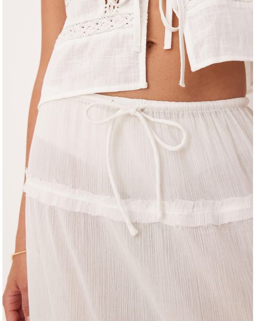 ASOS Natural Crinkle Ruffle Maxi Beach Skirt