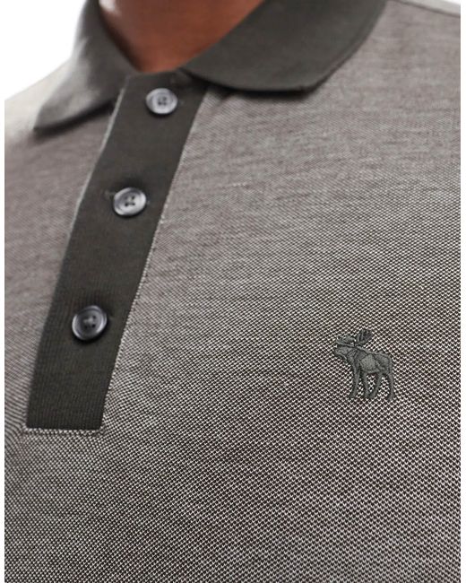 Abercrombie & Fitch Gray Chic Icon Logo Texture Polo for men