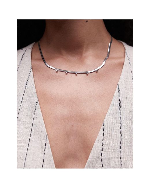 TOPSHOP Metallic Pia Waterproof Stainless Steel Snake Chain Necklace With Beading