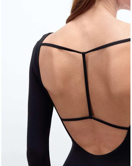 Intimissimi Blue Long-Sleeved Backless Bodysuit