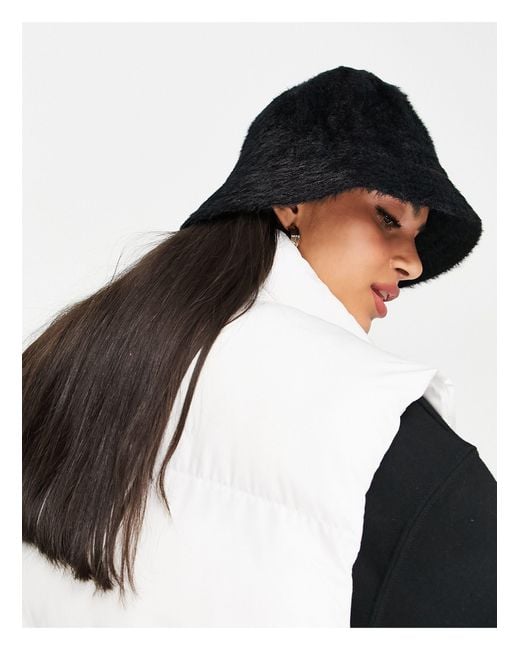 ASOS 90s Fluffy Bucket Hat in Black Lyst