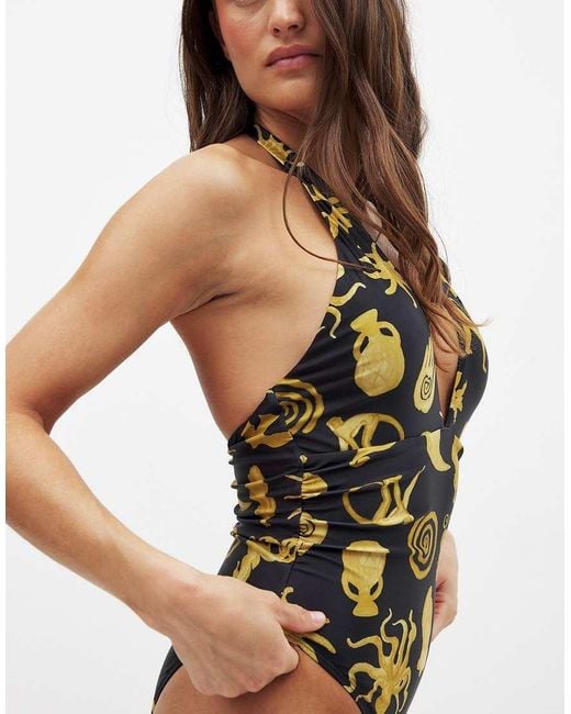 NA-KD Black Cross Strap Swimsuit