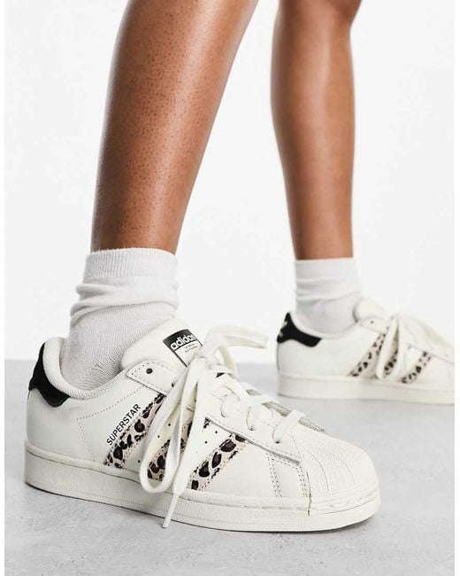 Zapatillas De Deporte Blanco Hueso Con Detalles De Leopardo Superstar De adidas Originals de color Blanco | Lyst Zapatillas De Deporte Blanco Hueso Con Detalles De Leopardo Superstar De adidas Originals de color Blanco | Lyst