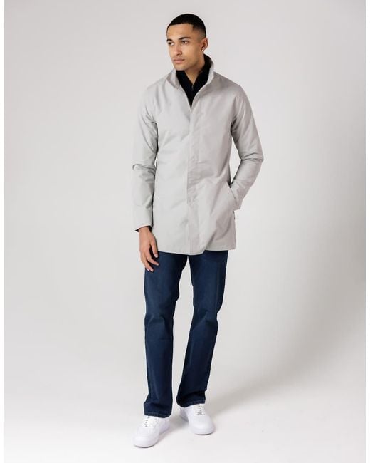 French Connection Gray Mac Funnel Neck Mid-Length Jacket for men