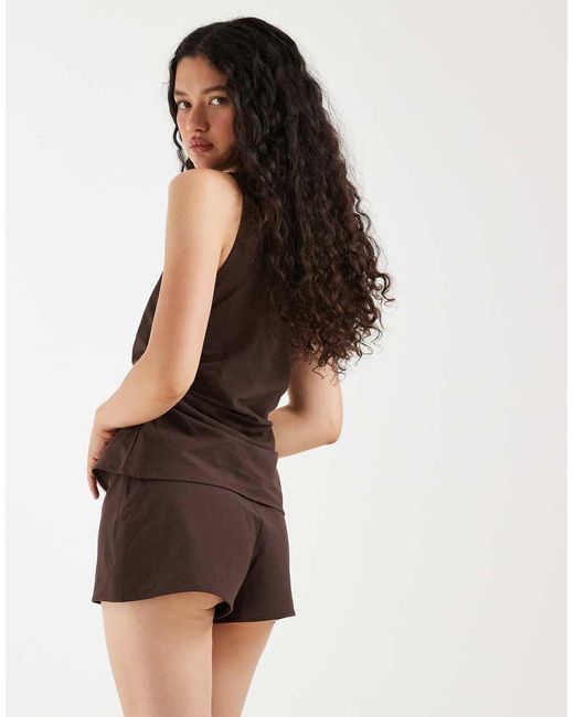 ASOS Brown Linen Blend Micro Shorts