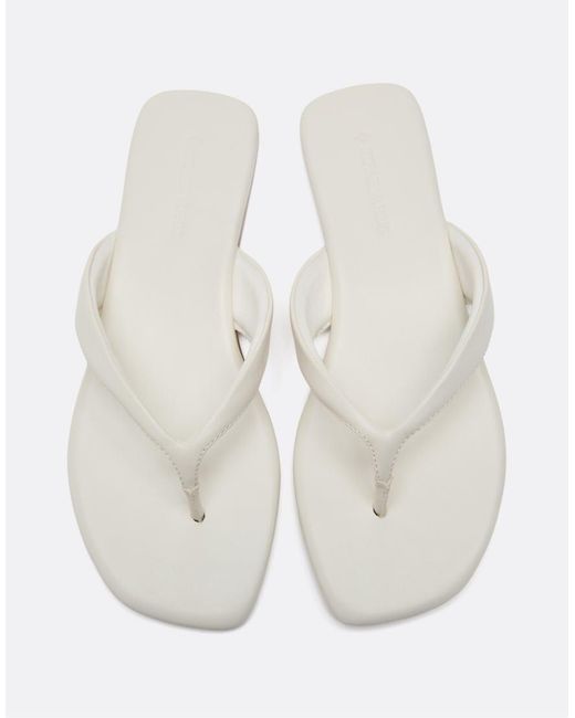 Stradivarius White Thong Flat Sandals