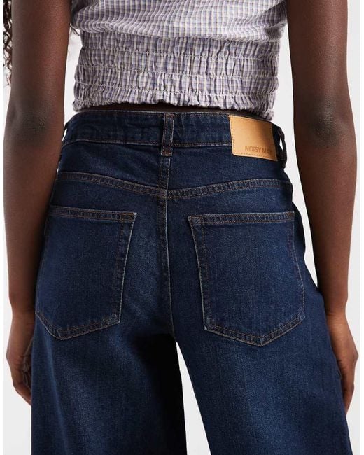 Noisy May Blue Kenzie Mid Rise Wide Leg Jeans