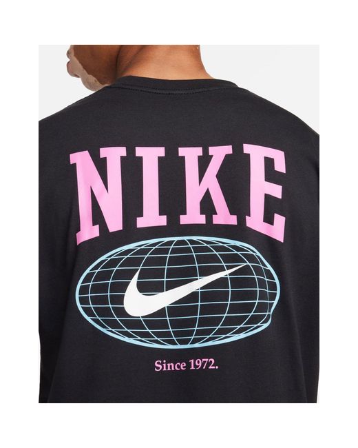 Camiseta negra con estampado gráfico en la espalda y logo Nike de hombre de color Black