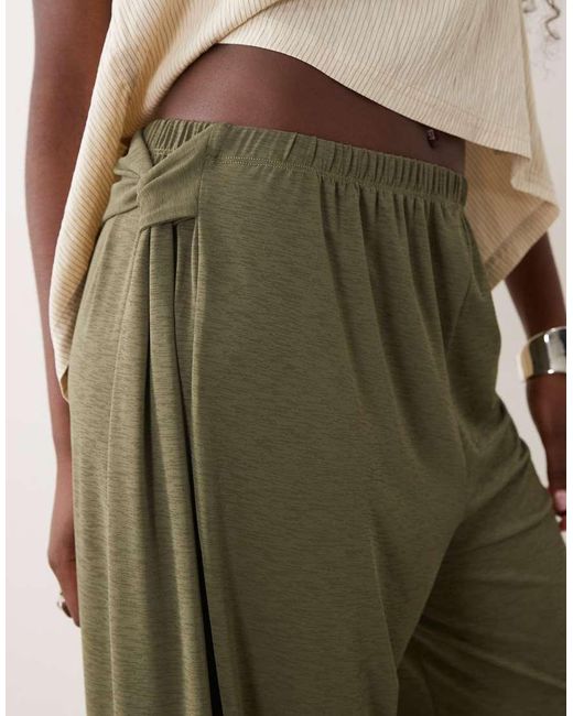 ASOS Natural Slinky Drape Wrap Detail Balloon Trousers