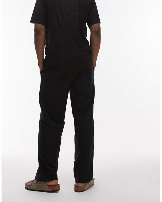 Joggers Negros De Pernera Recta De Tejido Otomán De Topman de hombre de color Black