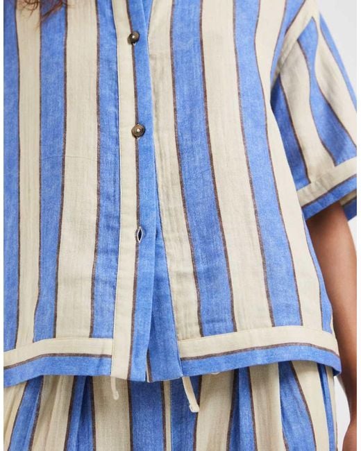 ASOS Blue Delilah Beach Cheesecloth Resort Short Sleeve Shirt