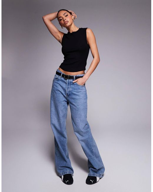 River Island Blue – geripptes tanktop