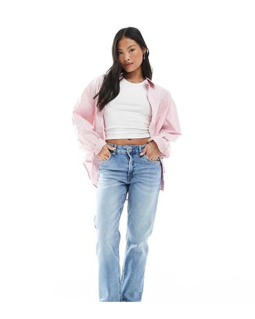 Stradivarius Blue Petite D10 Mom Slim Jean