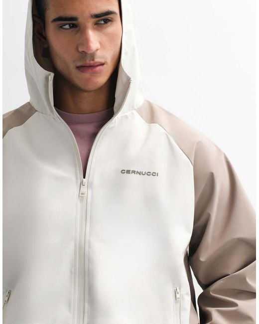 CERNUCCI Gray Nylon Windbreaker With Contrast Panels for men