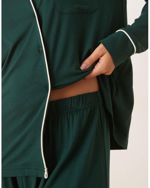 Pyjama ultra doux avec pantalon et chemise à manches longues - foncé ASOS en coloris Green