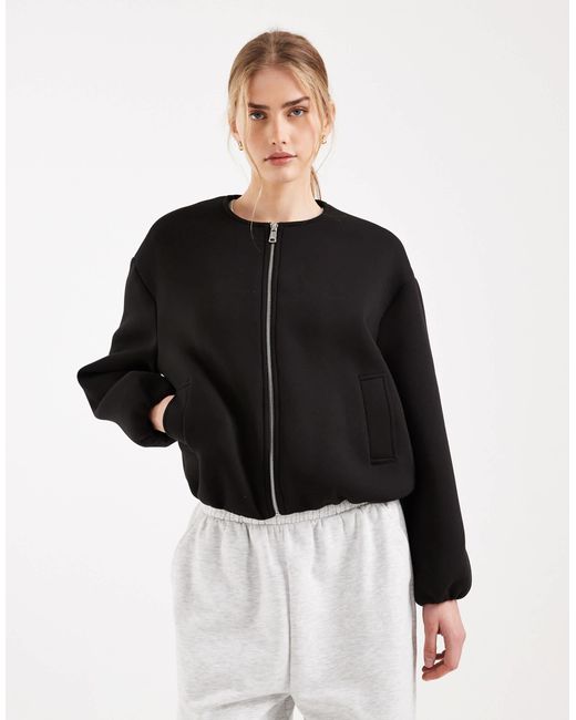 Bomber en tissu effet néoprène ONLY en coloris Black