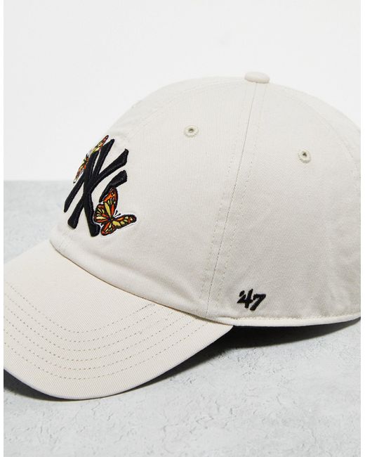 '47 White Ny Yankees Clean Up Cap With Butterfly Embroidery