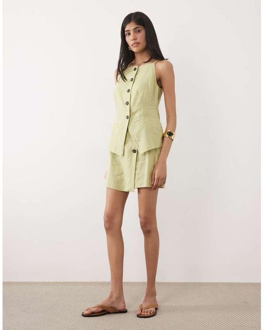 New Look Green Co-Ord Linen Blend Wrap Skort