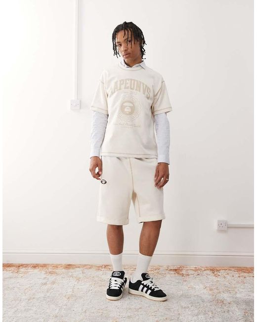 Aape By A Bathing Ape White Aape By A Bathing Ape Reversible Campus Logo T-shirt for men