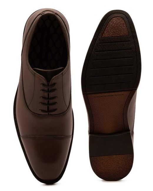 Thomas Crick Brown Merlin Leather Oxford Toecap Shoes for men