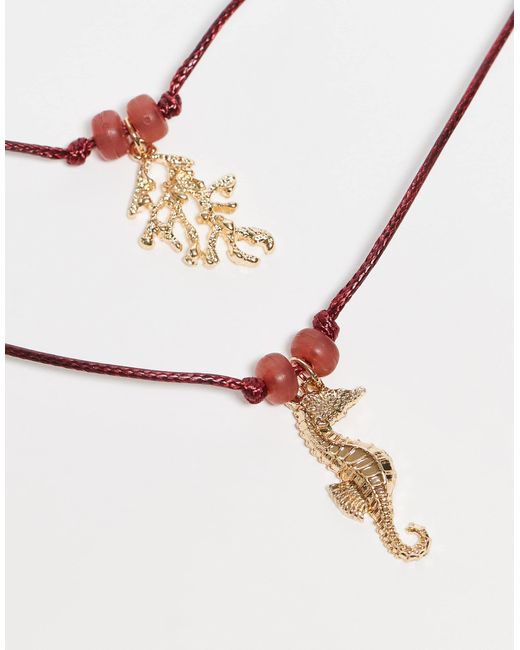 Collier multi-rangs avec cordon et charms marins - doré ASOS en coloris White