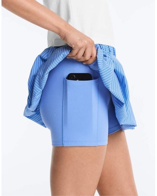 Oysho Blue High Rise Compressive Stripe Balloon Skirt