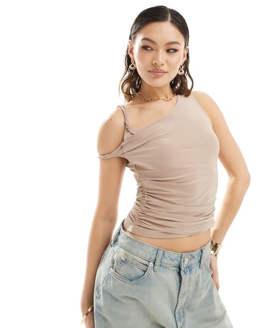 ASOS Brown Draped Top With Twist Straps