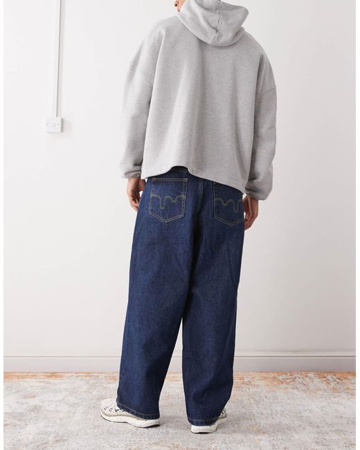 ICECREAM Blue Triple Scoop Running Dog Loose Fit Denim Jeans for men