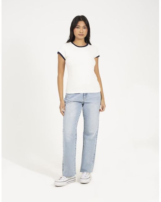 Brave Soul White Cotton Rich Contrast Trim T-Shirt