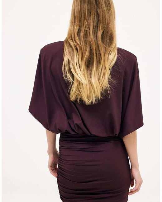 NA-KD Purple Draped Jersey Mini Dress