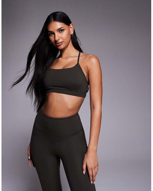 4505 Gray Open Back Light Support Sports Bra With Removable Padding