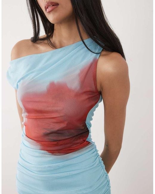 New Look Blue Drop Shoulder Mesh Maxi Dress