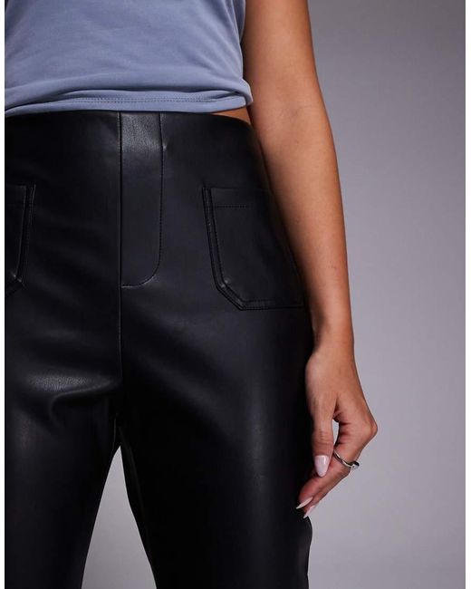 River Island Blue Patch Pocket Faux Leather Bootcut Trousers